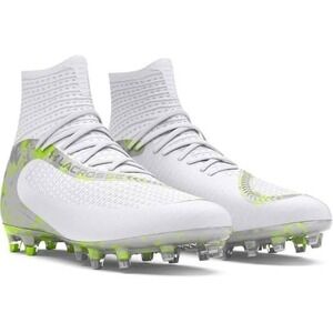 New Mens Under Armour Highlight Pro LE Lacrosse Cleats Size 8 White Neon Silver